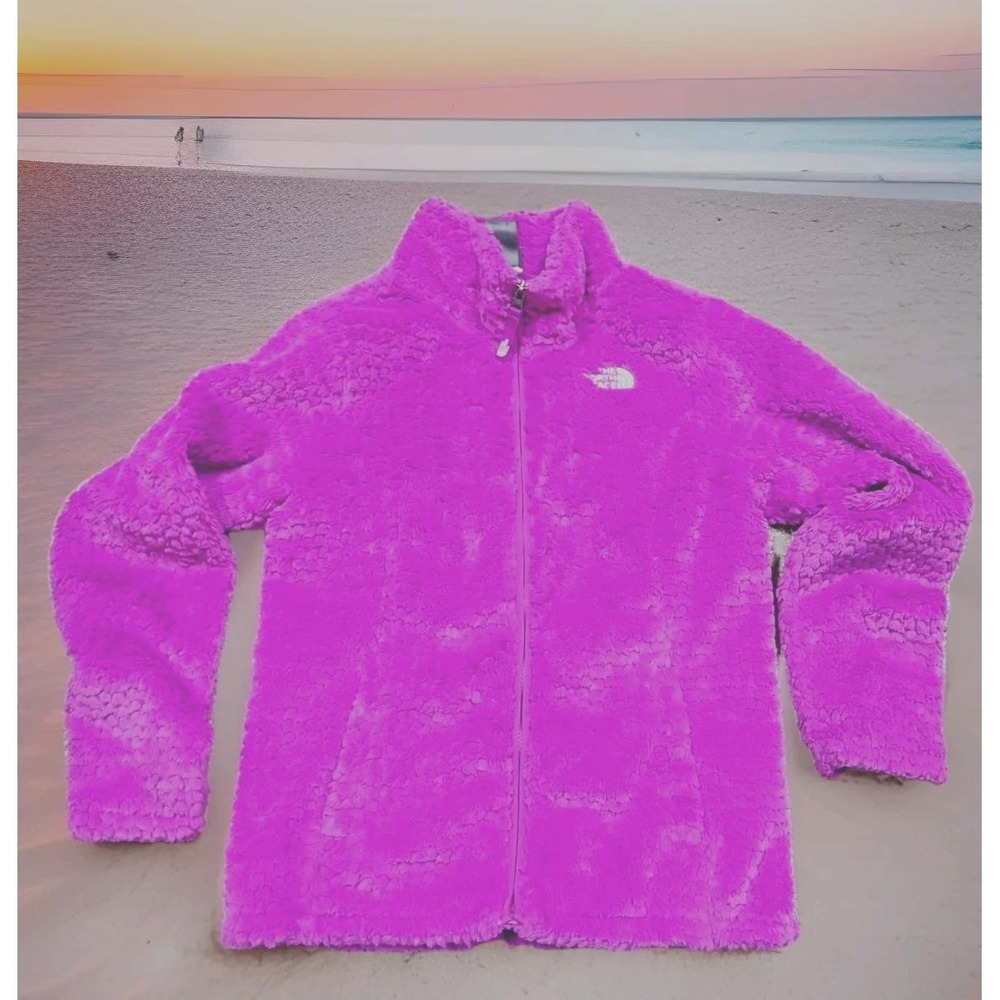 The North Face Oso Fleece Jacket Girls L 14/16 Purple Excellent Full Zip Sherpa